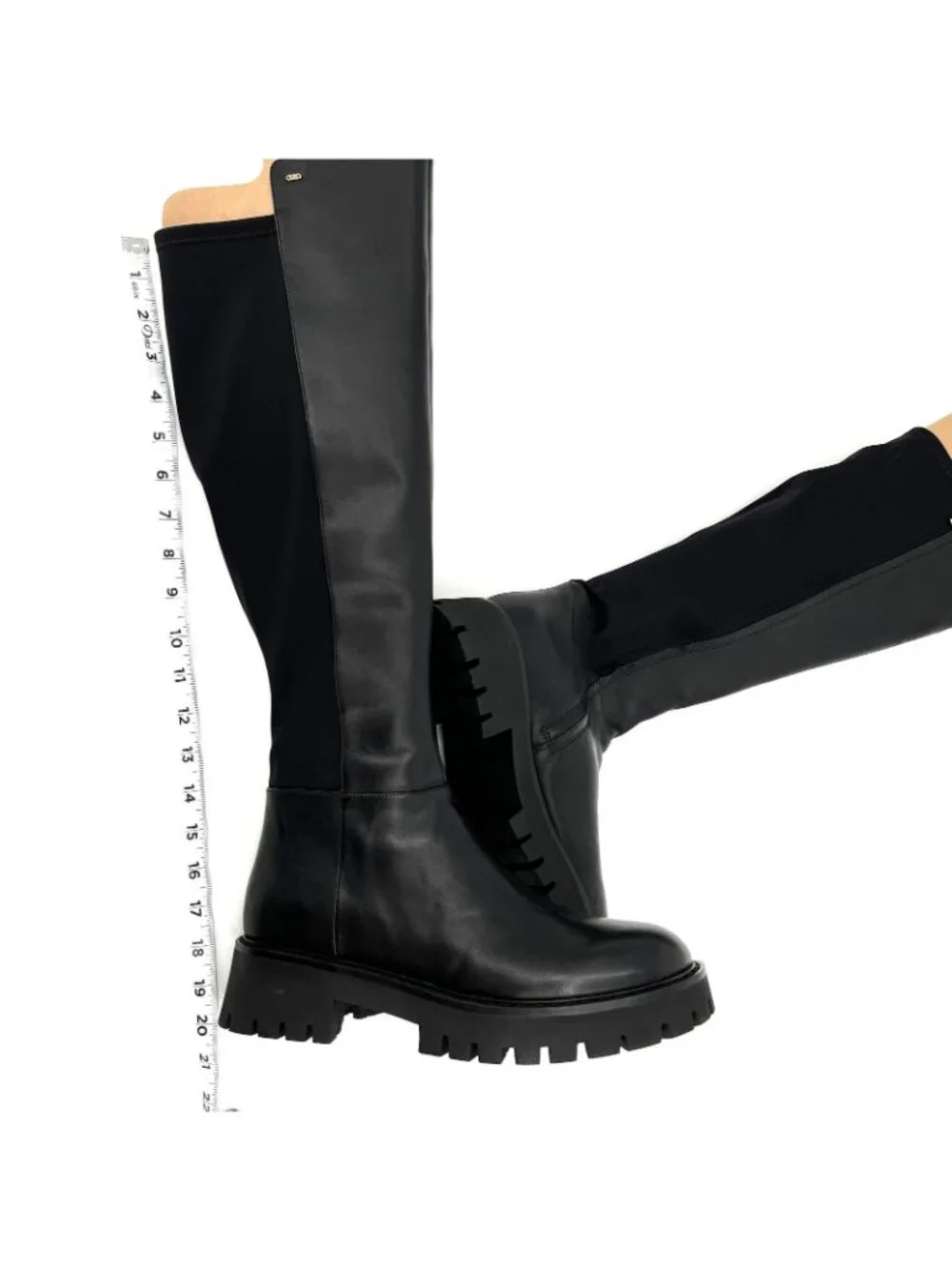 Michael Kors Ridley Over The Knee Boots Sz 11 Black Leather Lug Sole Round Toe